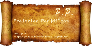 Preiszler Perjámos névjegykártya